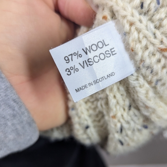 Highland Home Industries Scotland Wool Cable Knit Sweater Mock Neck Crew - Picture 10 of 10